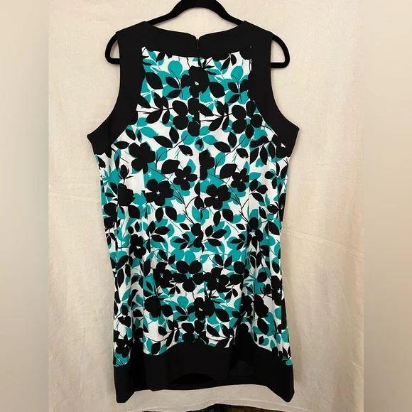 Jessica Howard Dress - Floral Print - Teal, Black and White - size 18W - Picture 3 of 15